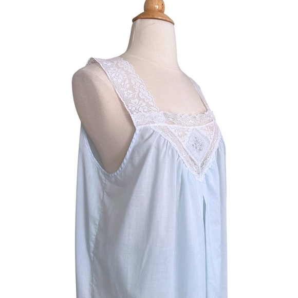 Vintage Sears Powder Blue Lace Nightgown Cottagecore Soft Girl Y2K Sleepwear M/L - Picture 5 of 14